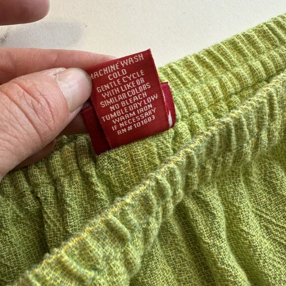 Womens Lime Green Pant Set Cotton Toofan Wide Leg Large Weave Pockets Resort - Picture 12 of 16